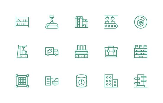 almacén diseño íconos presentando 15 en regular línea estilo listo para la interfaz de usuario icono colección vector