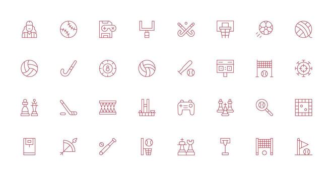 Gameplay including 32 Thin Line Illustrations Core Icon Collection for Daily Tasks vector