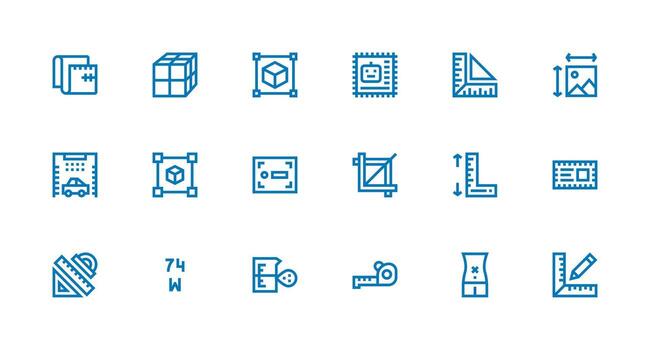 18 Strong Stroke Line Vectors for Dimensions Theme Interface Icons for Daily Use