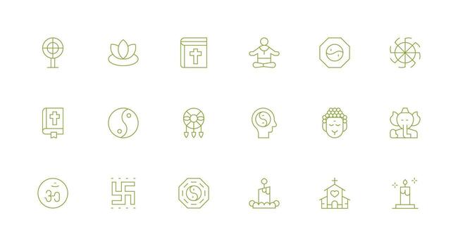 Minimal Line Icons from Spirituality Set with 18 Vectors Simplified Icon Pack for Visual Tools