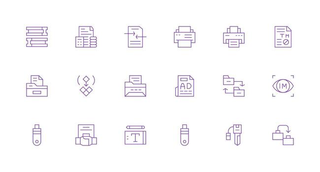 Copiar visual paquete conteniendo 18 mínimo línea íconos diseño icono colección vector