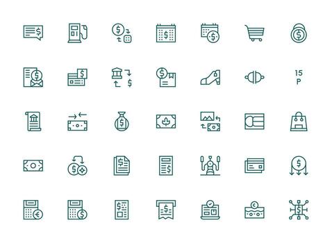 35 Icons for Payment in Regular Clean Line Format Quick Access Icons for UI Development vector