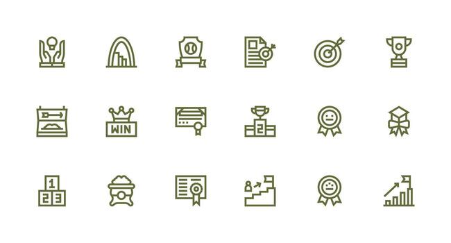 Strong Stroke Line Style Achievement Icons with 18 Vectors Simplified Icon Pack for Visual Tools