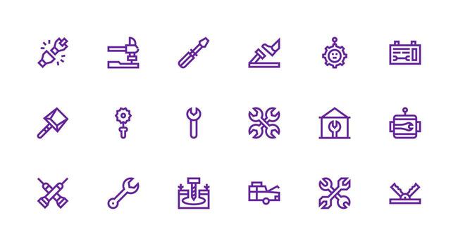 18 Strong Stroke Line Designs for Fixing Icons UI and UX Focused Icon Collection vector