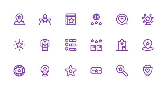 Recommended Set with 18 Strong Stroke Line Icons Icons Built for Visual Consistency Pack vector