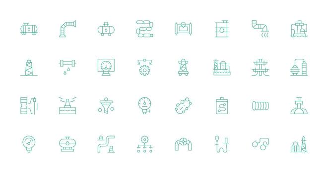 tubería icono colección con 32 Delgado línea diseños organizado icono paquete para rápido acceso vector