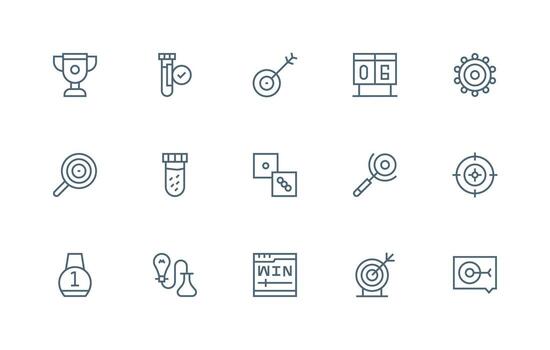 15 Regular Line Icons for Result Graphics Theme-Based Icon Pack vector
