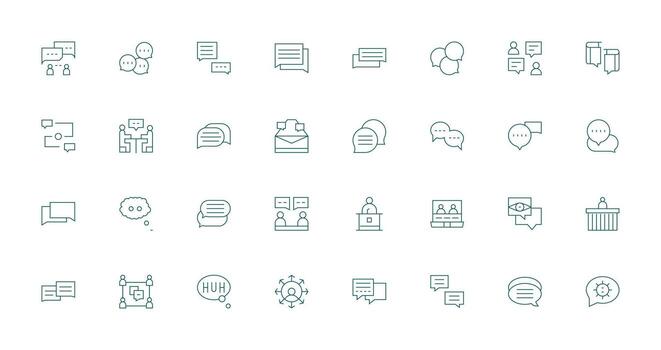 32 Thin Line Designs for Dialogue Icons Complete Icon Bundle for Web Design vector