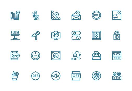 Thick Line Line Icons from Disable Set with 24 Vectors Clean Icon Collection for Web Use