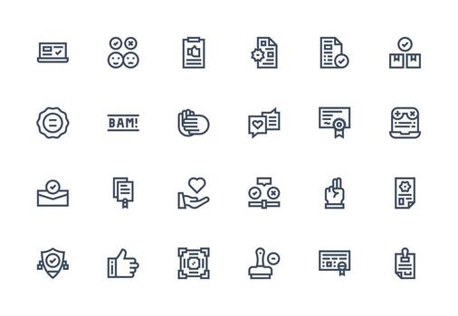 24 Thick Line Line Icons for Approval Graphics Balanced Icon Set for Functional Design vector