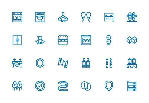 Double Icon Collection with 24 Thick Line Line Designs Simple Icons for Interface and Wireframes vector