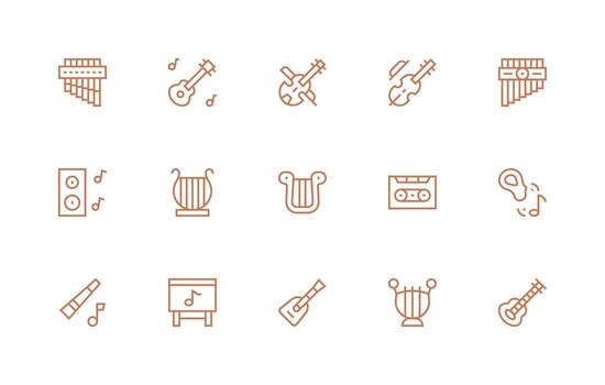 Tune Visual Pack containing 15 Regular Line Icons Smart Icon Collection vector