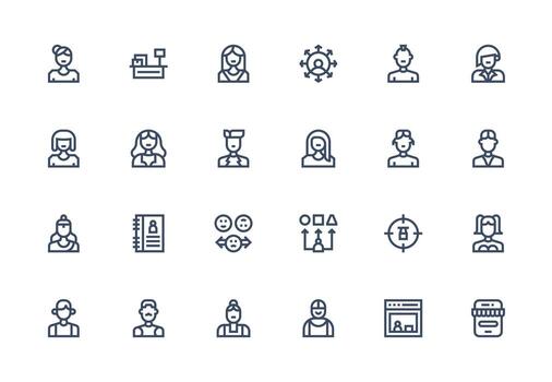 Customer featuring 24 Icons in Thick Line Line Design Interface Icons for Daily Use vector