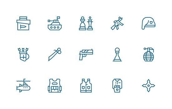 Tactical Visual Pack containing 15 Regular Line Icons Icons Built for Visual Consistency Pack vector