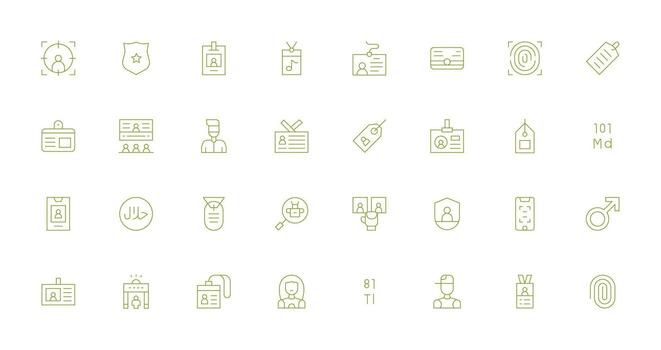 32 identificación íconos en Delgado línea estético de múltiples fines icono conjunto vector