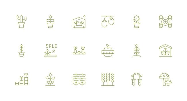 Growing Icon Collection with 18 Minimal Line Designs Simple Icons for Interface and Wireframes vector