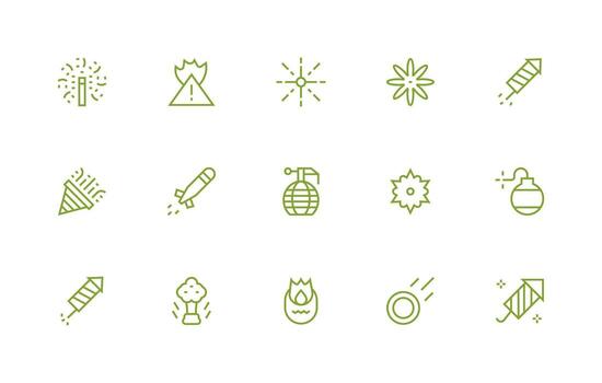 15 Regular Line Icons for Explosion Graphics Line Icon Collection vector