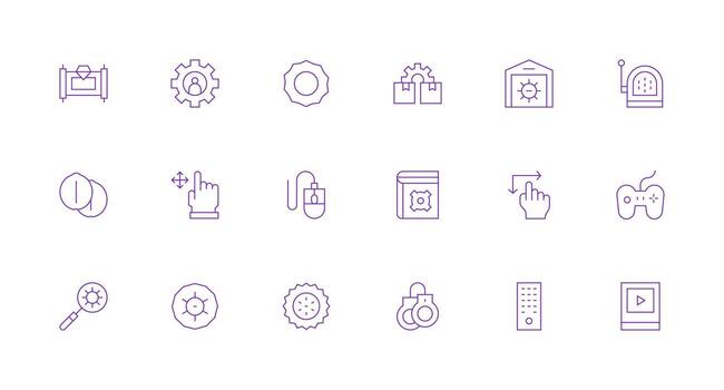 Control Visual Pack containing 18 Minimal Line Icons Full Icon Library for UI Designers vector