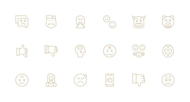 Minimal Line Icons from Unhappy Set with 18 Vectors Icon Set for Projects