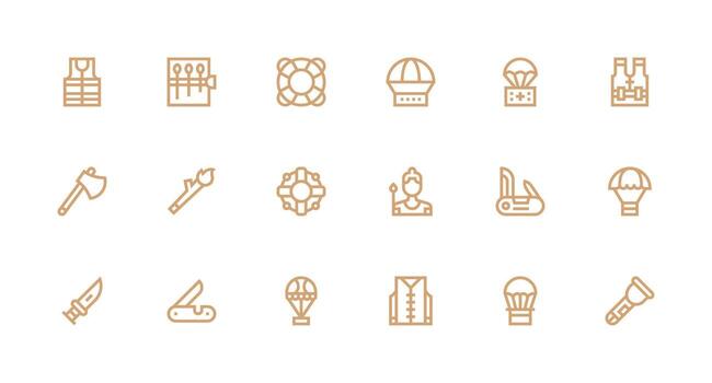 Survival Design Icons featuring 18 in Strong Stroke Line Style Flexible Icon System for Web Interfaces vector