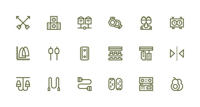 Dual Icon Set with 18 Strong Stroke Line Graphics Lightweight Icon Series for Fast Prototypes vector
