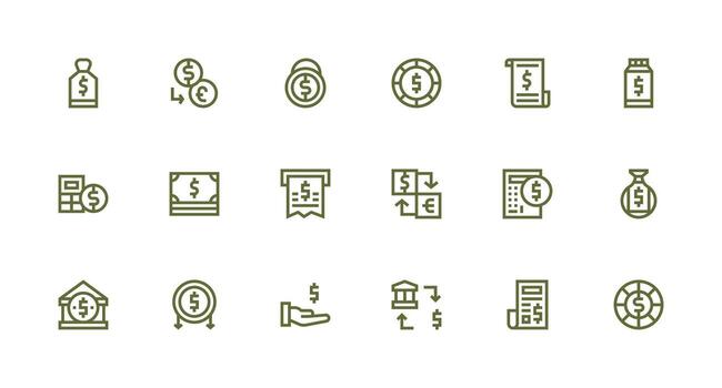 fuerte carrera línea íconos desde Dólar estadounidense conjunto con 18 vectores escalable íconos para todas temas