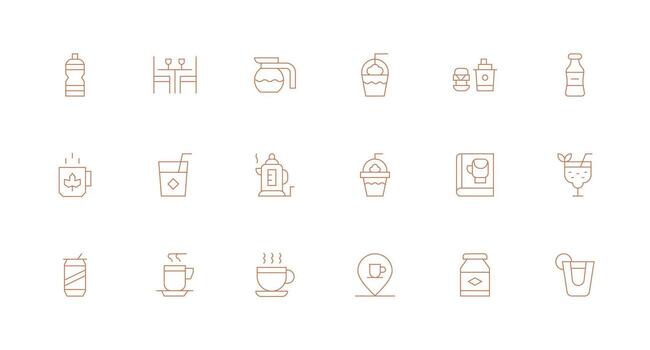 Minimal Line Style Drink Icons with 18 Vectors Multi-Purpose Icon Pack for Templates