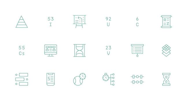 18 Minimal Line Style Icons from Sequence Collection Icon Pack vector