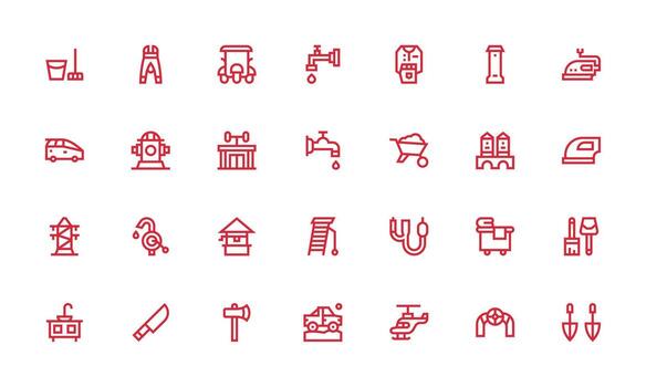 28 Icons for Utility in Bold Line Format Complete Icon Set for Mobile Apps vector
