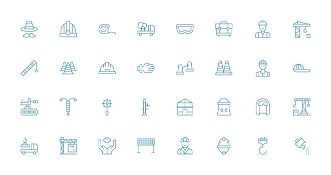 32 Delgado línea vectores para construcción sitio tema ui icono conjunto