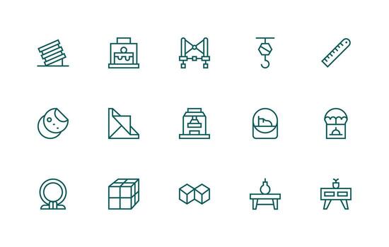 15 Regular Line Style Icons from Object Collection Line Icon Collection vector