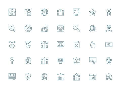 calidad conjunto con 35 ligero línea íconos flexible icono sistema para web interfaces vector