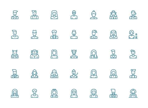 35 Regular Clean Line Vectors for Avatar Theme Essential Icons for Rapid UI Building