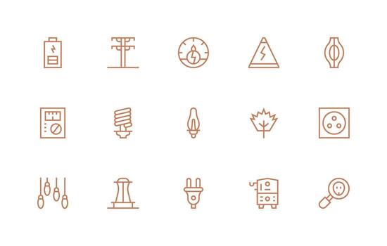 Electricity including 15 Regular Line Illustrations Neatly Designed Icons for Web Platforms vector