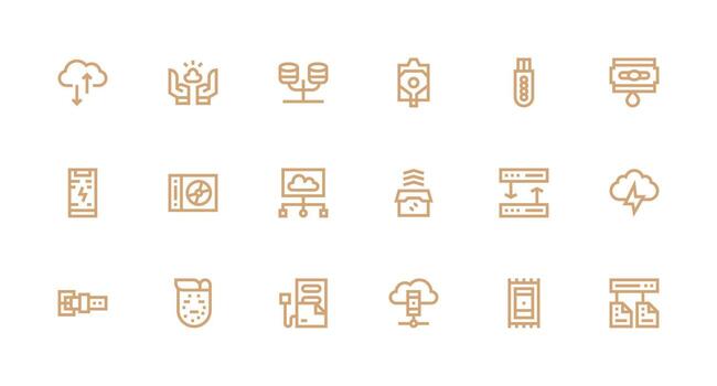 18 Backup Icons in Strong Stroke Line Aesthetic Style Icon Set vector