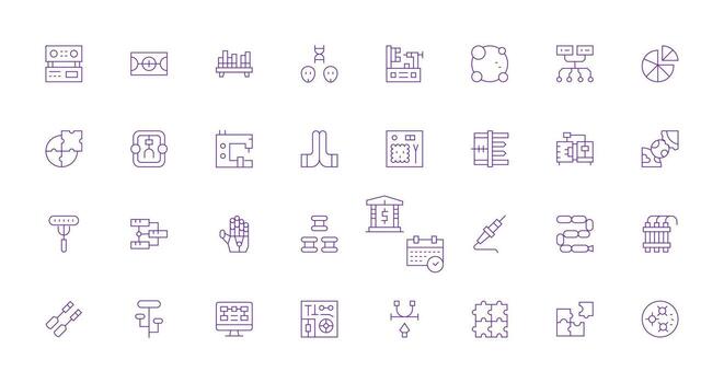 Components Design Icons featuring 32 in Thin Line Style Smart Icon Collection vector