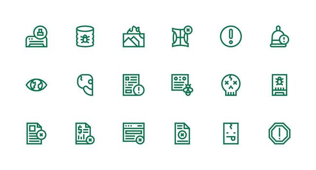 Error Message Set with 18 Strong Stroke Line Icons Pixel Perfect Icons for Modern Apps vector