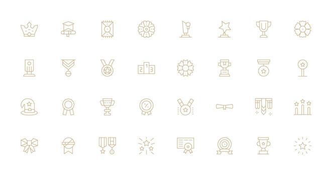32 Icons for Honor in Thin Line Format Style Icon Set vector