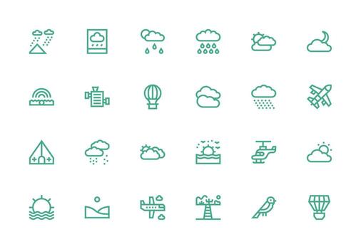 Sky Design Icons featuring 24 in Thick Line Line Style Scalable Icons for Cross-Platform Interfaces vector
