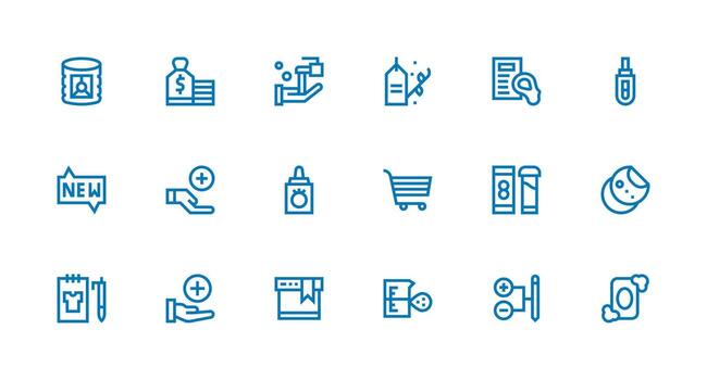 Item Icon Set with 18 Strong Stroke Line Graphics Interface Icon Collection vector