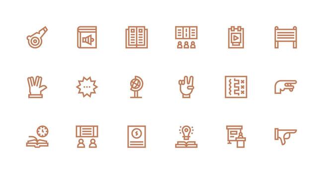Instructional Design Icons featuring 18 in Strong Stroke Line Style Well-Structured Icons for Creative Use vector