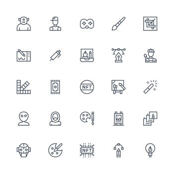 medio carrera contorno íconos desde digital Arte conjunto con 25 vectores diseño icono paquete