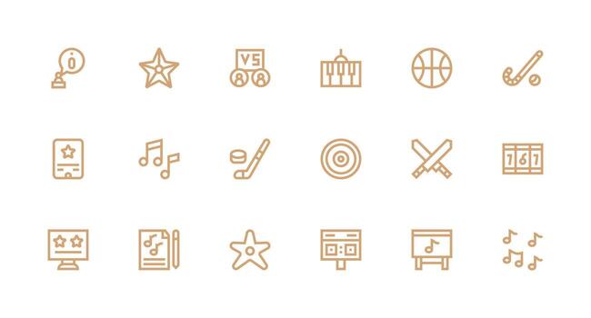 Score Icon Set with 18 Strong Stroke Line Graphics Functional Icon Series vector