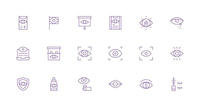 ojo conjunto con 18 mínimo línea íconos esencial íconos para rápido ui edificio vector