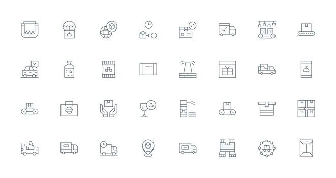 Shipment Set with 32 Thin Line Icons UI and UX Focused Icon Collection vector