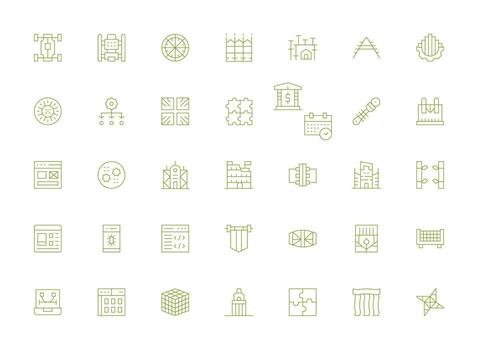 35 marco de referencia íconos en ligero línea estético web icono colección vector