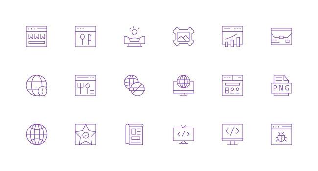 Website Set with 18 Minimal Line Icons Neat Icon Set vector