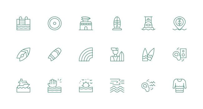 18 mínimo línea vectores para olas tema escalable íconos para todas temas