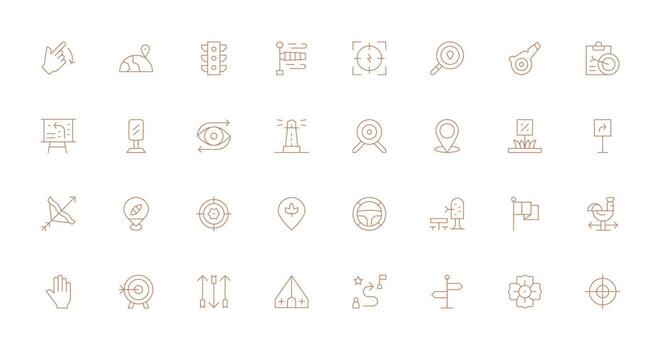 Direction Design Icons featuring 32 in Thin Line Style Flat Icon Set vector