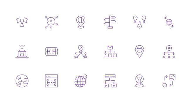Routing Visual Pack containing 18 Minimal Line Icons Icon Pack for Various Themes vector
